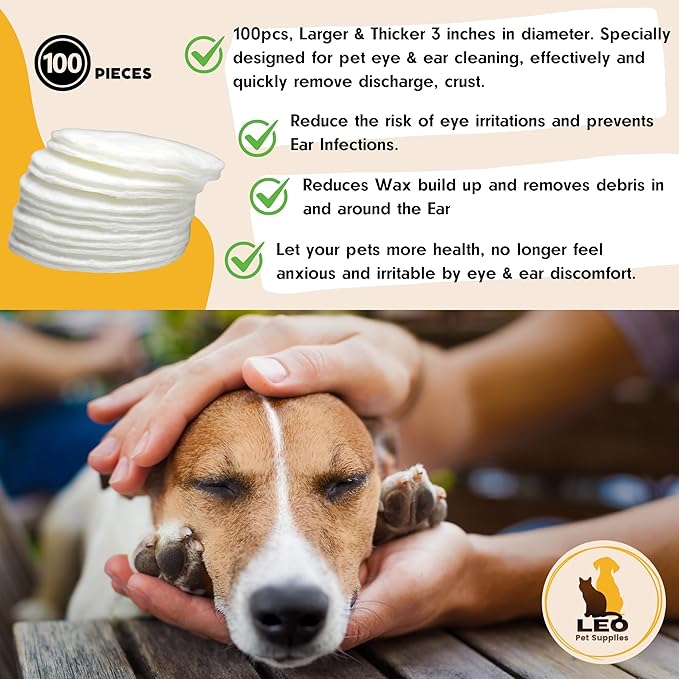 Eyes & Ears Pet Wipes (100count) - Cleanser for Pets with Aloe Essence and Coconut Oil - Specially formulated, Non-irritating, Safe for everyday use and effective for all breeds