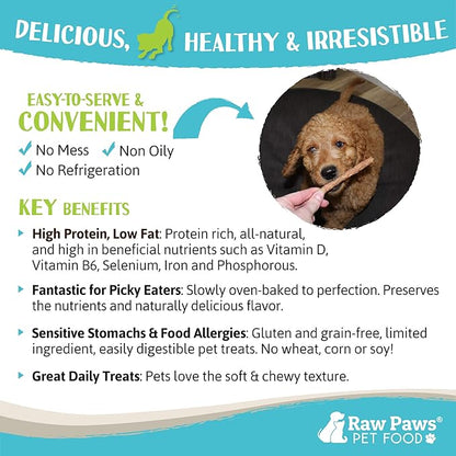 Raw Paws Grain-Free Soft Stick Treats for Dogs & Cats - Beef Recipe, 6-oz - Made in USA Beef Jerky Dog Treats - Cat Beef Sticks - Chewy Dog Beef Jerky Treats - Real Beef Dog Treats, Dog Sausage Treats