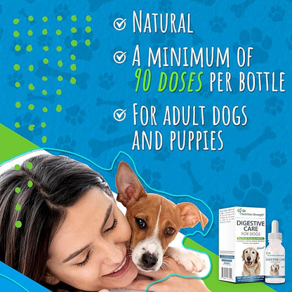 Digestive Care for Dogs, Natural Constipation Relief for Dogs and Puppies & Support for Diarrhea, Bloating, Bad Breath, Vomiting, Lack of Appetite, 60 Milliliters