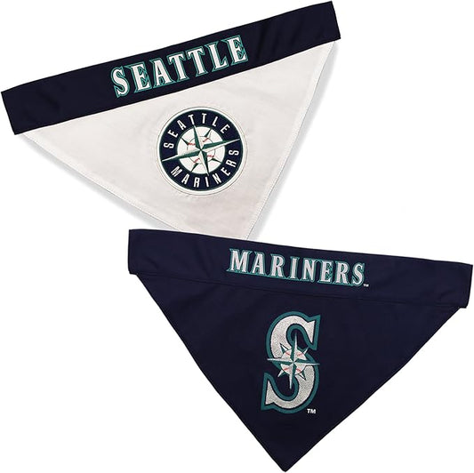 Pets First MRN-3217-S-M MLB Seattle Mariners Reversible Pet Bandana, Small/Medium, MLB Team Color