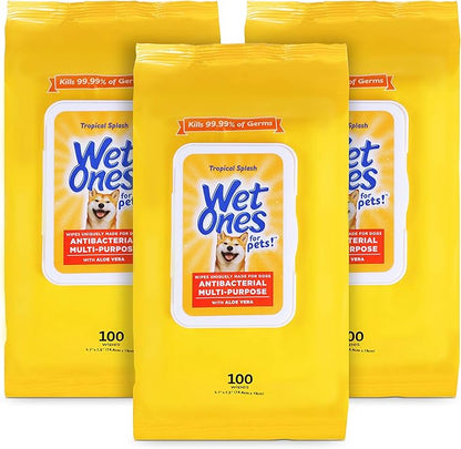 Wet Ones for Pets Multi-Purpose Dog Wipes with Aloe Vera Dog Wipes for All Dogs in Tropical Splash Wipes for Dog Paws & All Over Use (Pack of 3,300 Count Total)