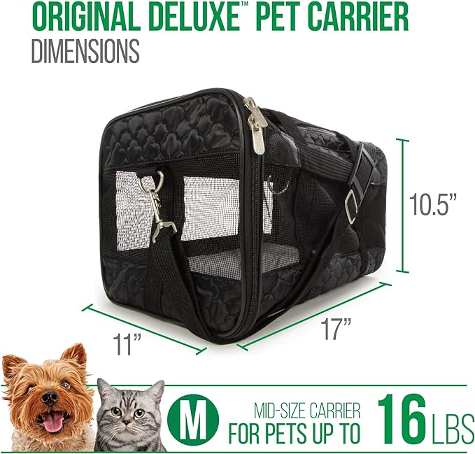 Sherpa Original Deluxe Travel Pet Carrier, Airline Approved & Guaranteed On Board - Black Lattice, Medium
