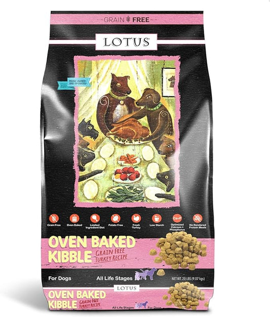 Lotus Oven-Baked Kibble Grain Free Turkey Formula Dog Food 20 Lbs