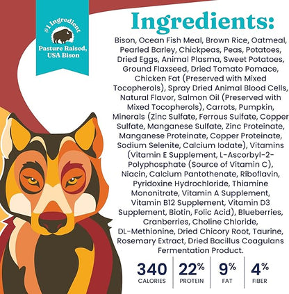 Solid Gold Nutrientboost Wolf King Large Breed Dog Food - Whole Grain Dry Dog Food Kibble Made with Real Bison, Brown Rice & Sweet Potato - Omega 3, Superfood & Digestive Probiotics - 22 LB Bag