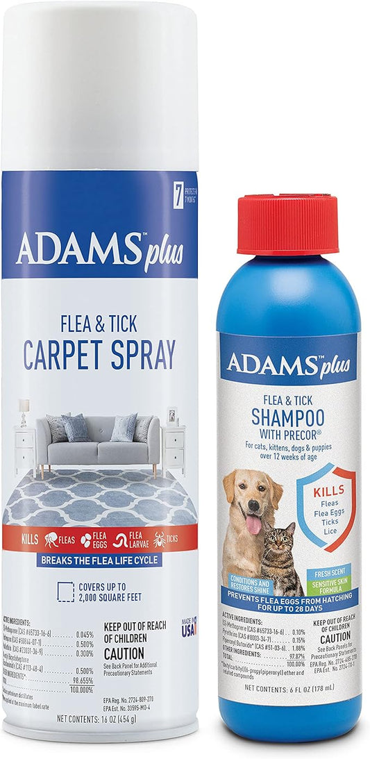 Adams Carpet Spray + Shampoo Bundle