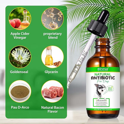 Antibiotics for Dogs, Natural Dog Antibiotics Supports Dog Allergy and Itch Relief, Dog Supplies Antibiotics, Dog Multivitamin for Pets, Bacon Flavor - 60ml / 2 Fl Oz