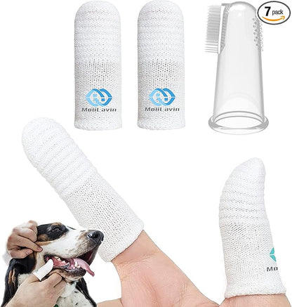 Pet Toothbrush for Small to Large Dogs Cats,Soft High Grade Finger Toothbrush,Teeth Oral Cleaning,Dental Care, 1 Set for Two Fingers White (2)