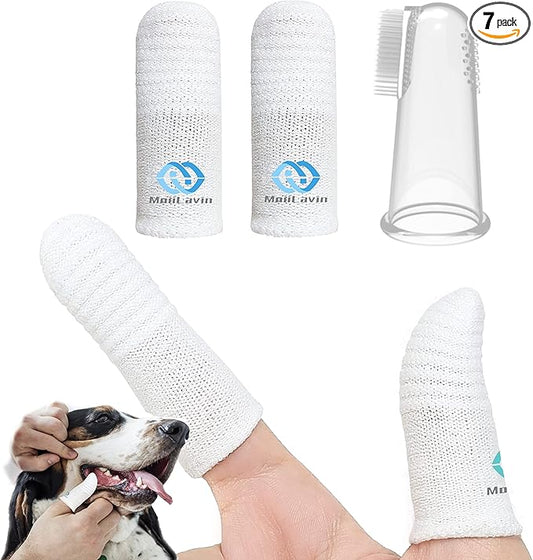 Pet Toothbrush for Small to Large Dogs Cats,Soft High Grade Finger Toothbrush,Teeth Oral Cleaning,Dental Care, 1 Set for Two Fingers White (2)