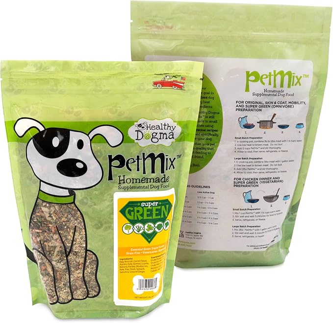 PetMix Vegetarian Dog Food for Allergies - Dehydrated, Grain Free, Raw, Homemade Dog Food (Super Greens, 2 lbs)