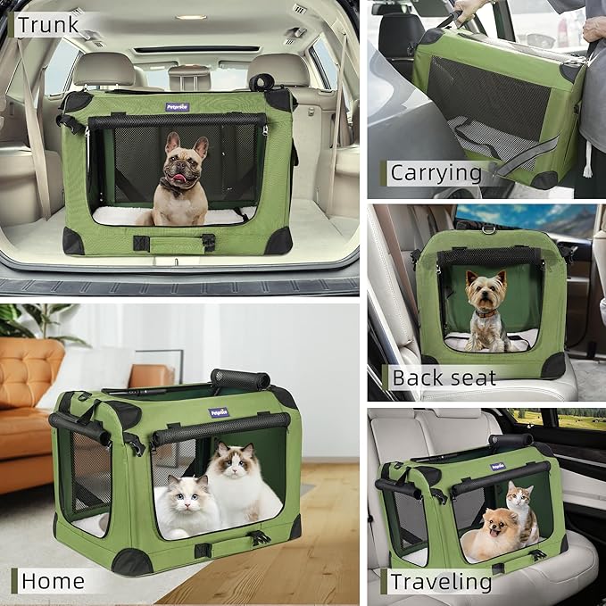 Large Cat Carrier for 2 Cats Small Medium Dogs, Soft Pet Carrier 24x17x17 for Traveling with Warm Blanket Foldable Bowl and Washable Pad