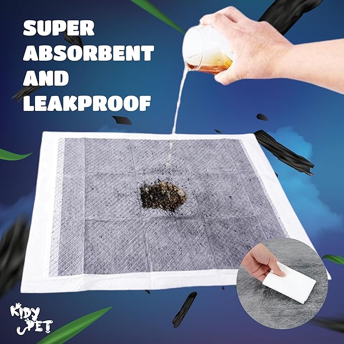 Bamboo Charcoal Pee Pad Absorption Deodorize Pet Disposable Toilet Activated Odor Control Carbon Dog Puppy & Cat Potty Training Pads with 6-Layer | Large Size (60×60 CM) (40 Count/Bag)