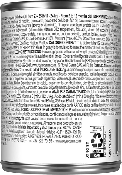 Royal Canin Size Health Nutrition Medium Puppy Thin Slices in Gravy Wet Dog Food, 13 oz can (12-count)