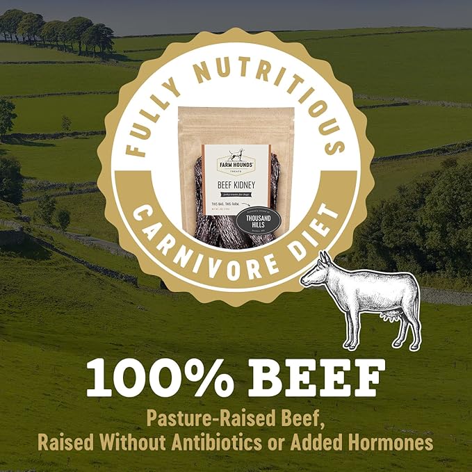 Farm Hounds Beef Kidney Jerky Treats for Dogs, Premium Dried Dog Treats, High Protein Training Treat for Small & Large Dogs, Natural & Healthy Dog Treats, Made in USA, Beef Kidney 4oz