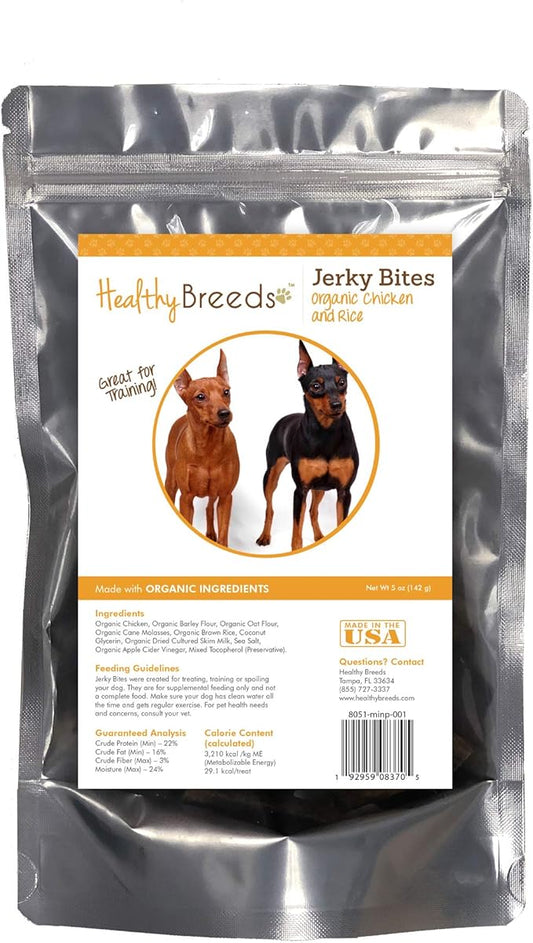 Healthy Breeds Miniature Pinscher Jerky Bites Chicken & Rice Recipe Dog Treats 5 oz