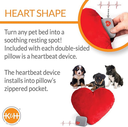 K&H Pet Products Mother's Heartbeat Calming Dog Toy Heart Pillow Red Large Breed Heartbeat 10 Inch