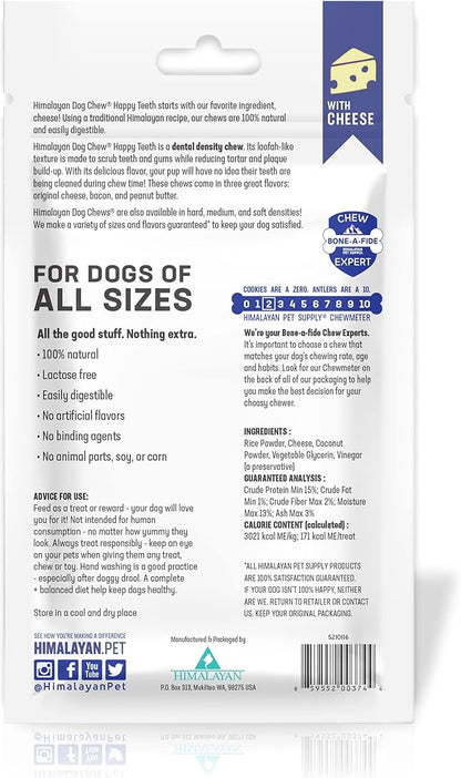 Himalayan Dog Chew Happy Teeth Yak Cheese Dog Chews Dental Chews, 100% Natural, Long Lasting, Gluten Free, Healthy & Safe Dog Treats for Oral Health, Lactose & Grain Free, Protein Rich, 2 Chews