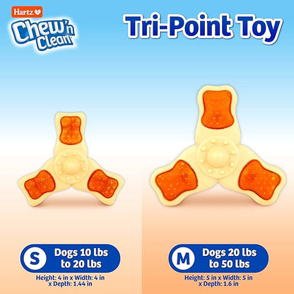 Hartz Chew ‘n Clean Chew Toy and Treat in One Chicken Flavored Tri-Point Dog Toy, Medium