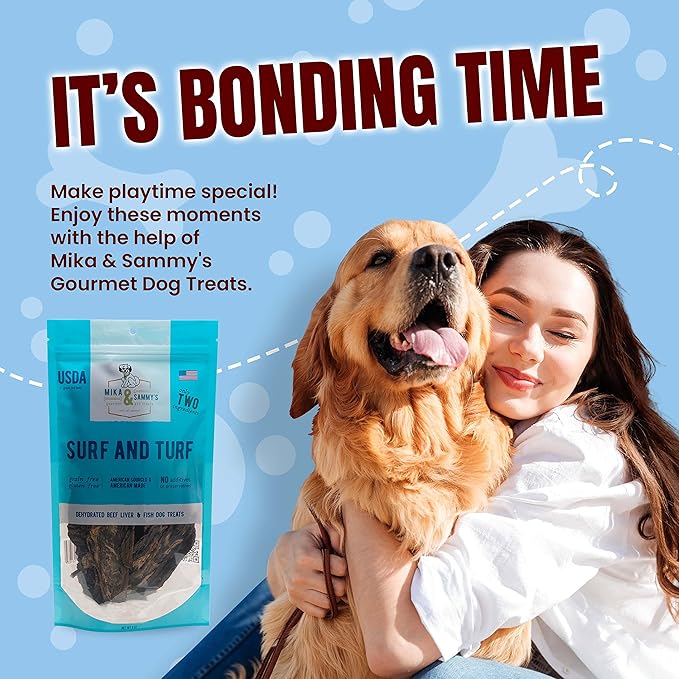Mika & Sammy's Gourmet Beef Liver & Mackeral Jerky Dog Treats Made in The USA. (Surf & Turf 5 oz)