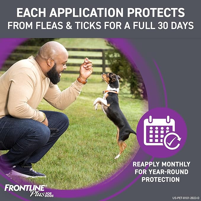 FRONTLINE Plus Flea and Tick Treatment for Medium Dogs Up to 23 to 44 lbs., 8 Treatments