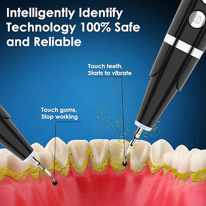 Plaque Remover for Teeth - Pet Ultrasonic Toothbrush Cleaner - Teeth Cleaning Kit for Tartar and Stains - Suitable for Dogs and Cats (Black)
