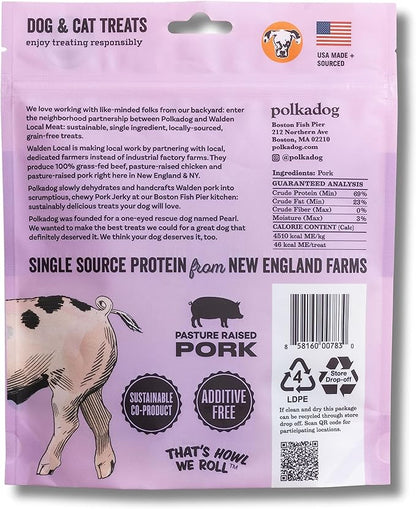 Polkadog Single Ingredient Pork Jerky Dog Treats, 3oz - Pasture-Raised from New England Farms, Additive Free Healthy Dog Treat - Handcrafted, Slow Dehydrated for Sustainably Delicious Dog Jerky