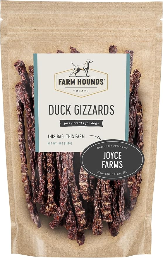 Farm Hounds Premium Duck Gizzard Sticks, 100% Natural, Pasture-Raised Duck Treats for Dogs, Dehydrated One Ingredient Dog Protein Treats from Humane Farms, Dog Training Supplies & Essentials, 2-Pack
