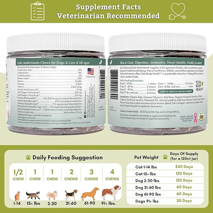 Wholistic Pet Organics: Multivitamin Chews for Dogs Organic Homemade Dog Treat for Medium and Small Dogs Calming Chews for Dogs Food Puppy Multivitamin Probiotics Immune Support Supplement
