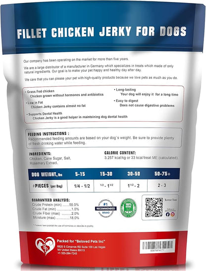 Chicken Jerky Dog Treats 1.5 Lb - Human Grade Pet Snacks & Grain Free Meat - All Natural High Protein Dried Strips - Best Chews for Training Small & Large Dogs - Bulk Soft Pack Made for USA