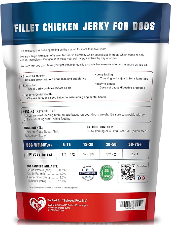 Chicken Jerky Dog Treats 1.5 Lb - Human Grade Pet Snacks & Grain Free Meat - All Natural High Protein Dried Strips - Best Chews for Training Small & Large Dogs - Bulk Soft Pack Made for USA