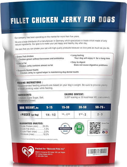 Chicken Jerky Dog Treats 1.5 Lb - Human Grade Pet Snacks & Grain Free Meat - All Natural High Protein Dried Strips - Best Chews for Training Small & Large Dogs - Bulk Soft Pack Made for USA