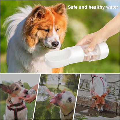 Outdoor Dog Water Bottle Dispenser - Leak Proof Water Bottle for dogs On The Go with Food Container Multifunctional Travel Dog Water Bottle（White）