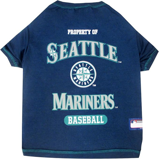 MLB Tee Shirt for Dogs & Cats - Seattle Mariners Dog T-Shirt, X-Large.