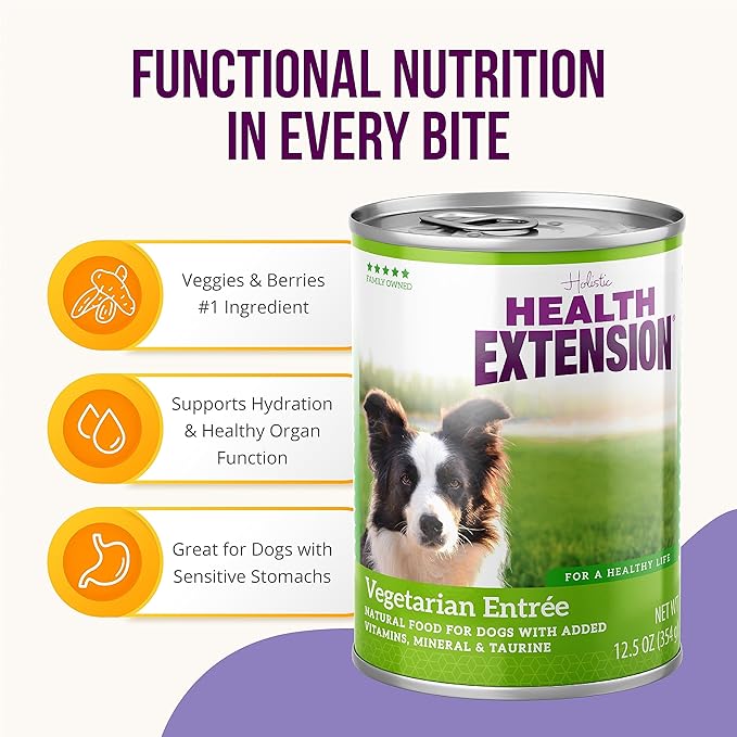 Health Extension Wet Dog Food Canned, Grain-free, Natural Food for all Puppies & Dogs with added Vitamins & Minerals, Vegetarian entree Ingredient (12.5 Oz / 362 g) (Pack of 12)