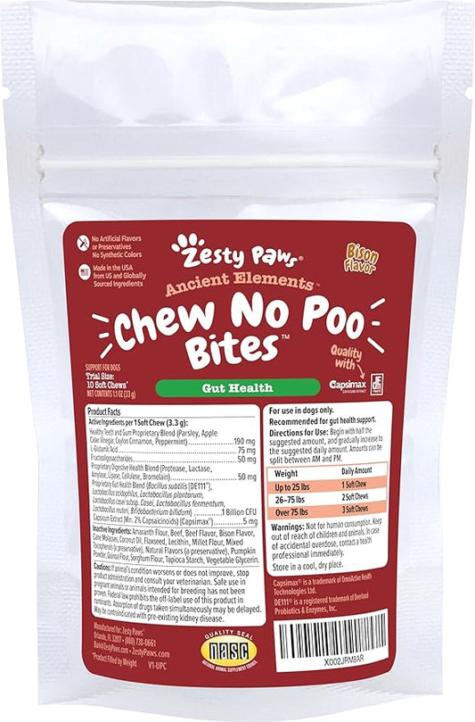 Zesty Paws AE Chew No Poo Bites - American Wisent - 10 Count