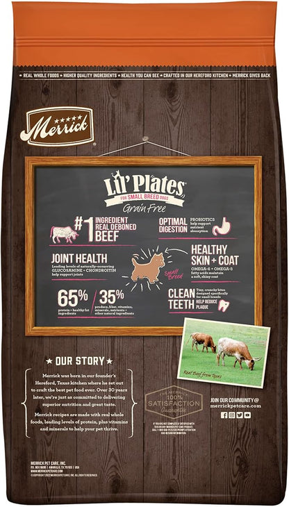 Merrick Lil’ Plates Premium Grain Free Dry Dog Food For Small Dogs, Real Texas Beef And Sweet Potato Kibble - 4.0 lb. Bag