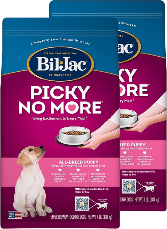 Bil-Jac Picky No More All-Breed Puppy Chicken Liver Recipe Dry Dog Food 4 Pounds (2-Pack)