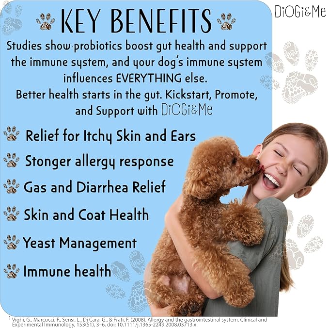 DiOGi and Me Probiotics for Dogs - Digestive Enzymes for Gut Flora, Caprophagia, Diarrhea & Bowel Support - Clinically Studied DE111 - Dog Supplement Soft Chew for Pet Immune System