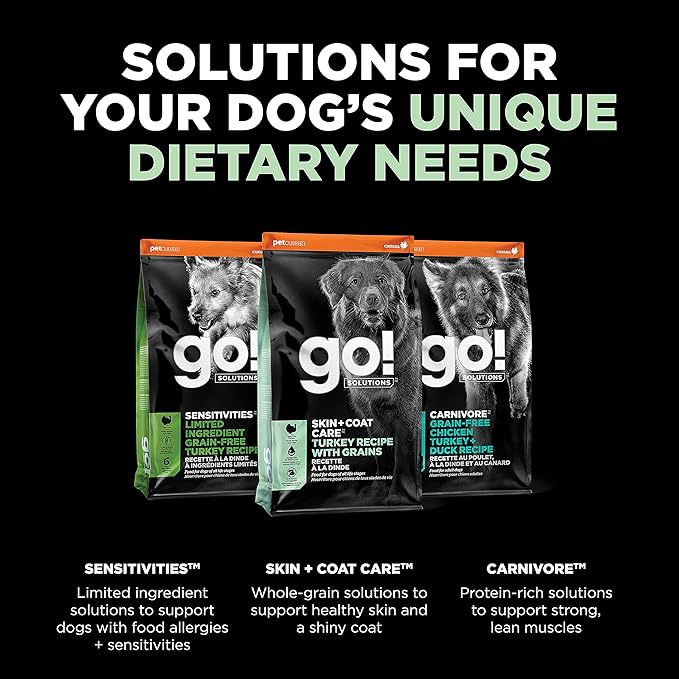 GO! SOLUTIONS Skin + Coat Care - Dry Dog Food, 22 lb - Turkey Recipe with Grains for All Life Stages - Complete + Balanced Nutrition for Dogs