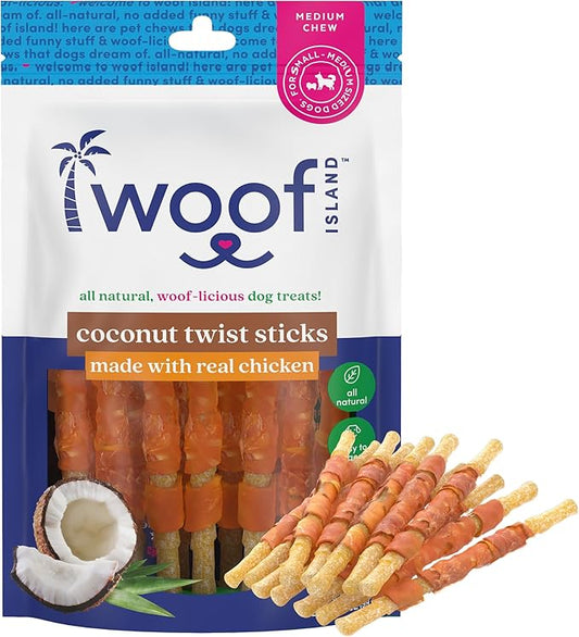 Coconut Dog Chews - Premium, All Natural Coconut Dog Treats - Healthy Puppy Treats & Vitamin Rich Rawhide Free Dog Chews - Made in The USA (with Real Chicken)