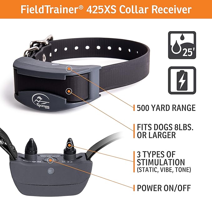 SportDOG Brand 425 Remote Trainers - 500 Yard Range E-Collar with Static, Vibrate and Tone - Waterproof, Rechargeable - Stubborn Dog Training Collar