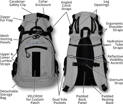 K9 Sport Sack | Dog Carrier Adjustable Backpack (Large, Plus 2 - Light Grey)
