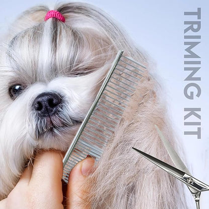 Dog Clippers for Grooming | 12 Pcs Set | Low Noise | Rechargeable | Professional Dog Grooming Kit | Dog Grooming Clippers (Gold with LED Display)