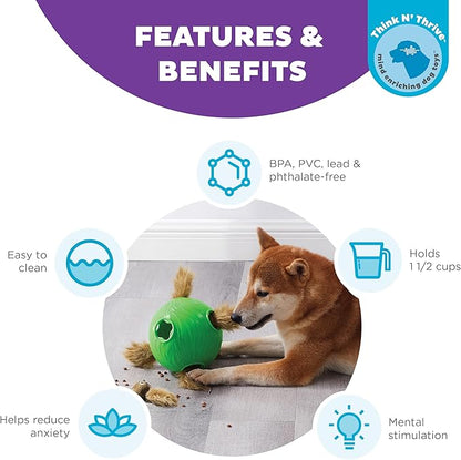 Outward Hound Nina Ottosson Dog Snuffle N' Treat Ball Interactive Treat Ball Dog Puzzle Dog Enrichment Dog Toy, Level 2 Intermediate, Green, Large