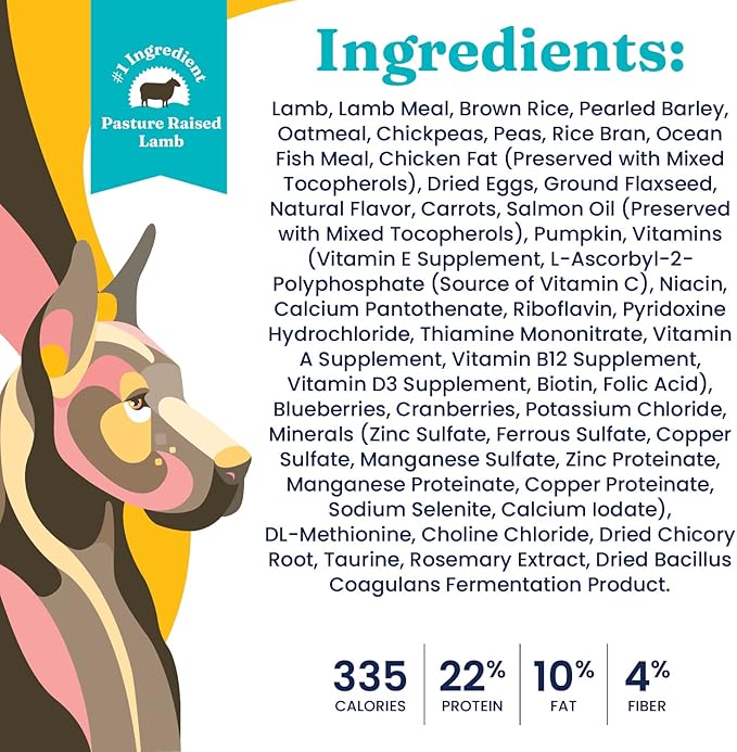 Solid Gold Hund N Flocken - Dry Dog Food w/Lamb, Rice & Pearled Barley - Digestive Probiotics for Dogs - Gut Health & Immune Support - Omega 3, Superfoods & Antioxidants - 12 LB