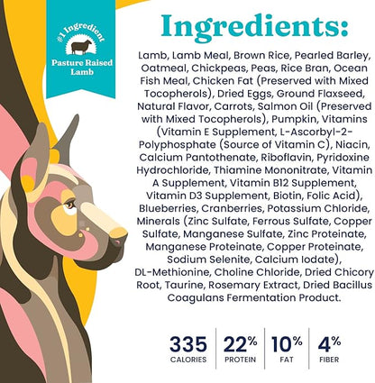 Solid Gold Hund N Flocken - Dry Dog Food w/Lamb, Rice & Pearled Barley - Digestive Probiotics for Dogs - Gut Health & Immune Support - Omega 3, Superfoods & Antioxidants - 12 LB
