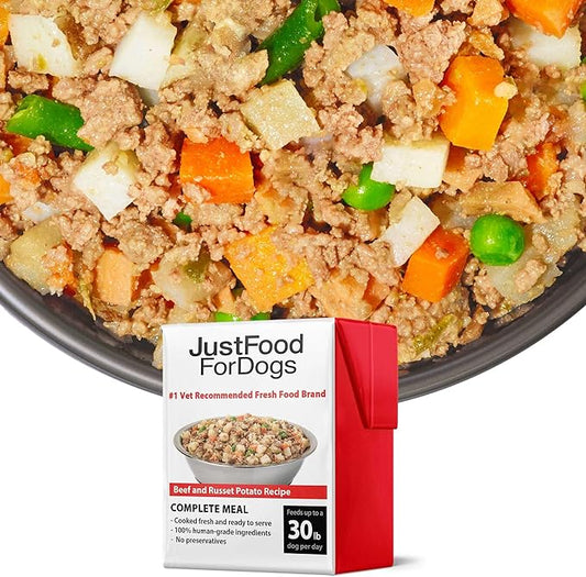 JustFoodForDogs Pantry Fresh Wet Dog Food, Complete Meal or Dog Food Topper, Beef & Potato Human Grade Dog Food Recipe - 12.5 oz (Pack of 12)