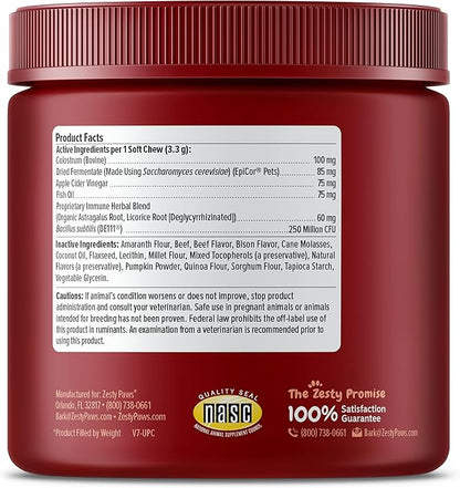 Zesty Paws Dog Allergy Relief - Anti Itch Supplement - Omega 3 Probiotics for Dogs - Digestive Health - Soft Chews for Skin & Seasonal Allergies - with Epicor Pets - Bison - 90ct