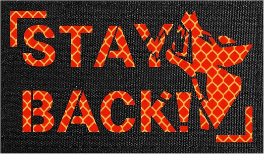 OneTigris STAY BACK Reflective Dog Patches, BARKING DOBIE Patch for Hook and Loop Patches Vests and Harnesses