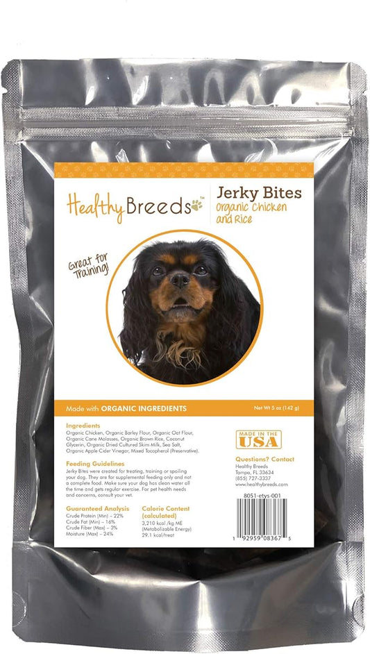 Healthy Breeds English Toy Spaniel Jerky Bites Chicken & Rice Recipe Dog Treats 5 oz