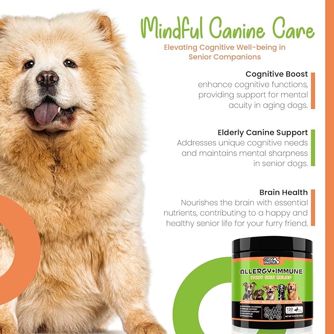 Allergy + Immune Chews for Dogs - Dog Supplements for Itchy Skin and Seasonal Allergy Relief- Natural Dog Immune Support- Digestive Health Probiotics - 120ct